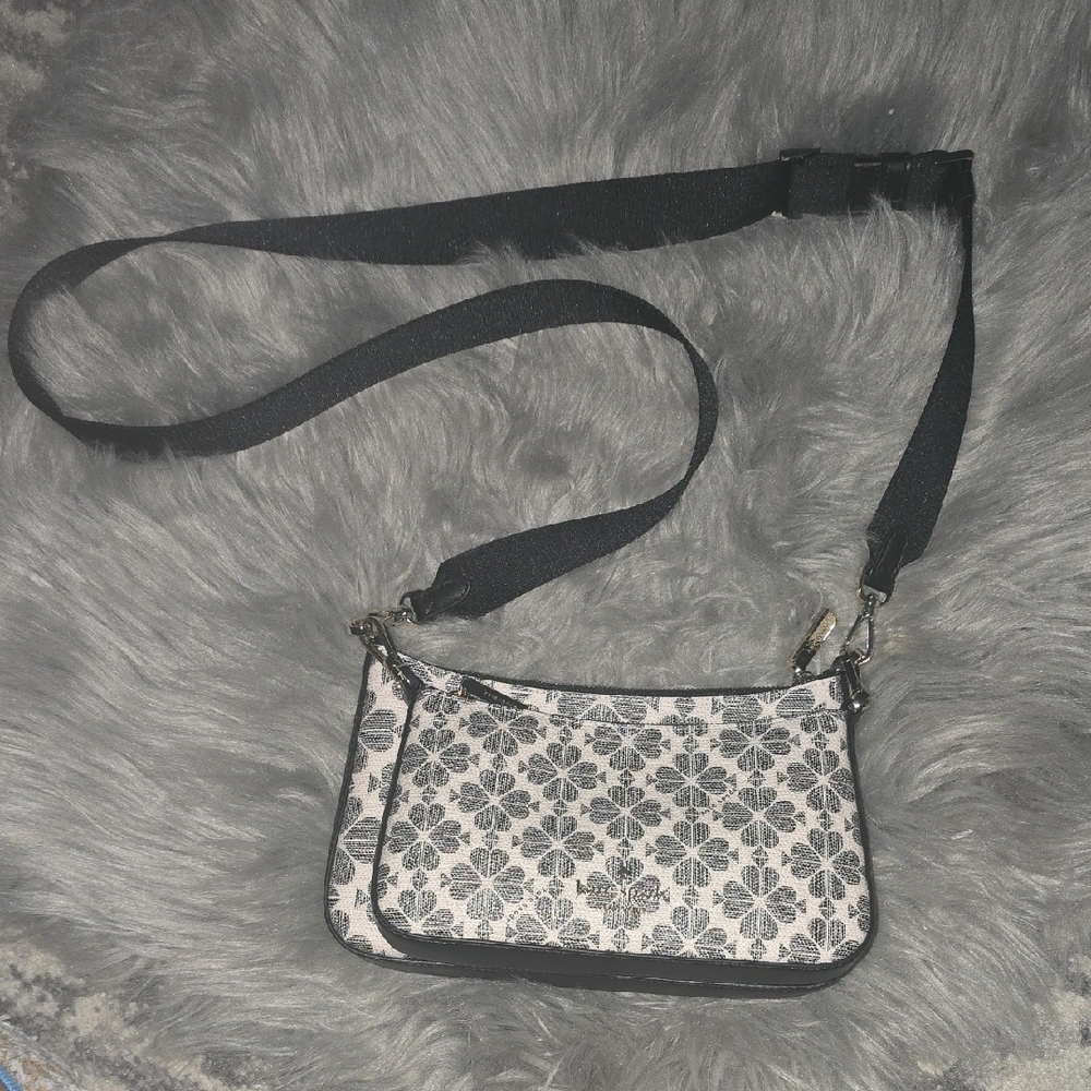 Kate Spade Black and White Floral Crossbody Bag